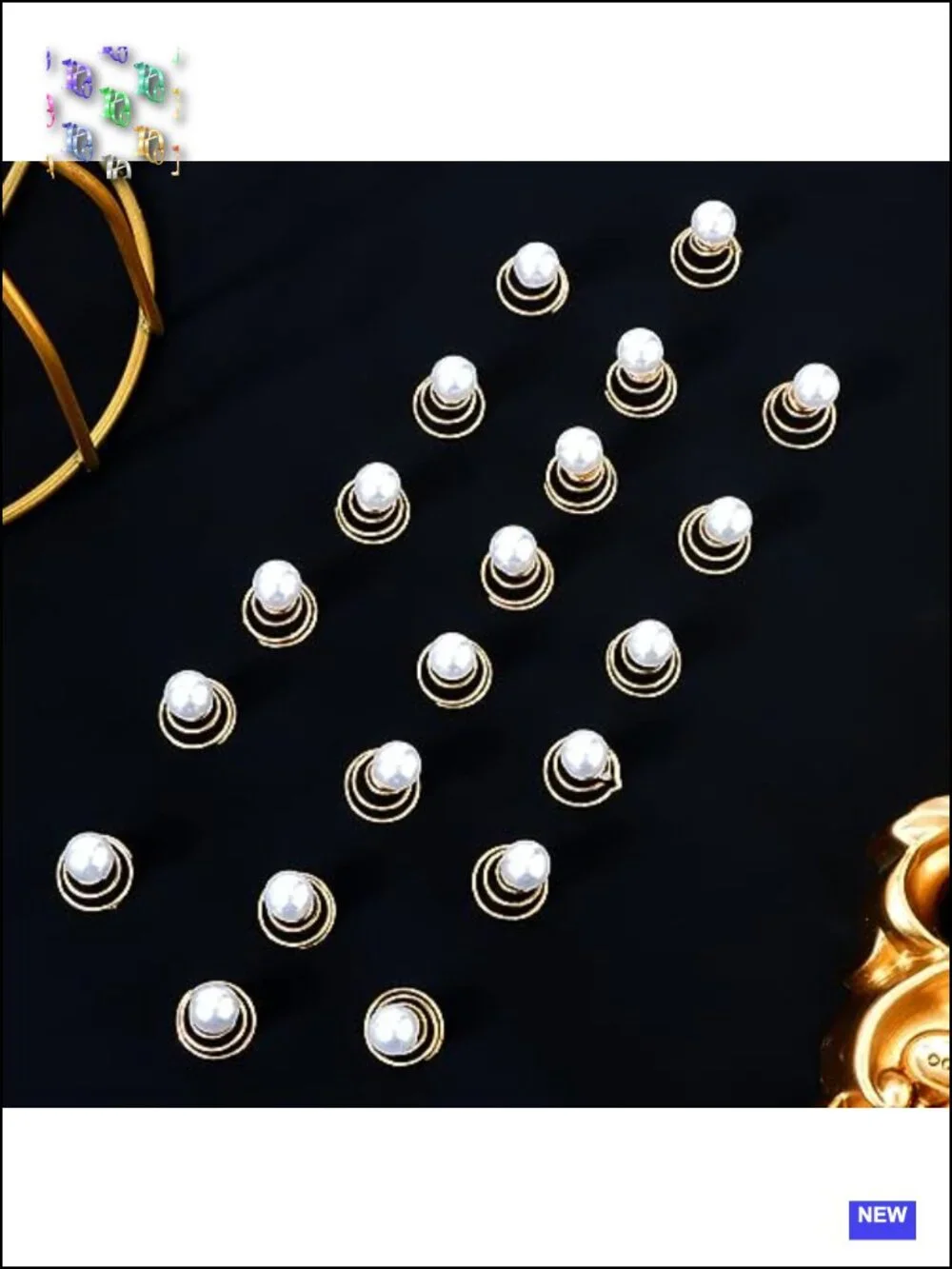 20 Pearl Spiral Hair Clips, Vintage Wedding Braided Hair Pins, Gold Alloy Claws